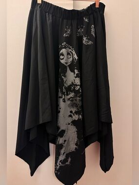 ROMWE Corpse Bride Asymmetrical Skirt Black Goth Halloween